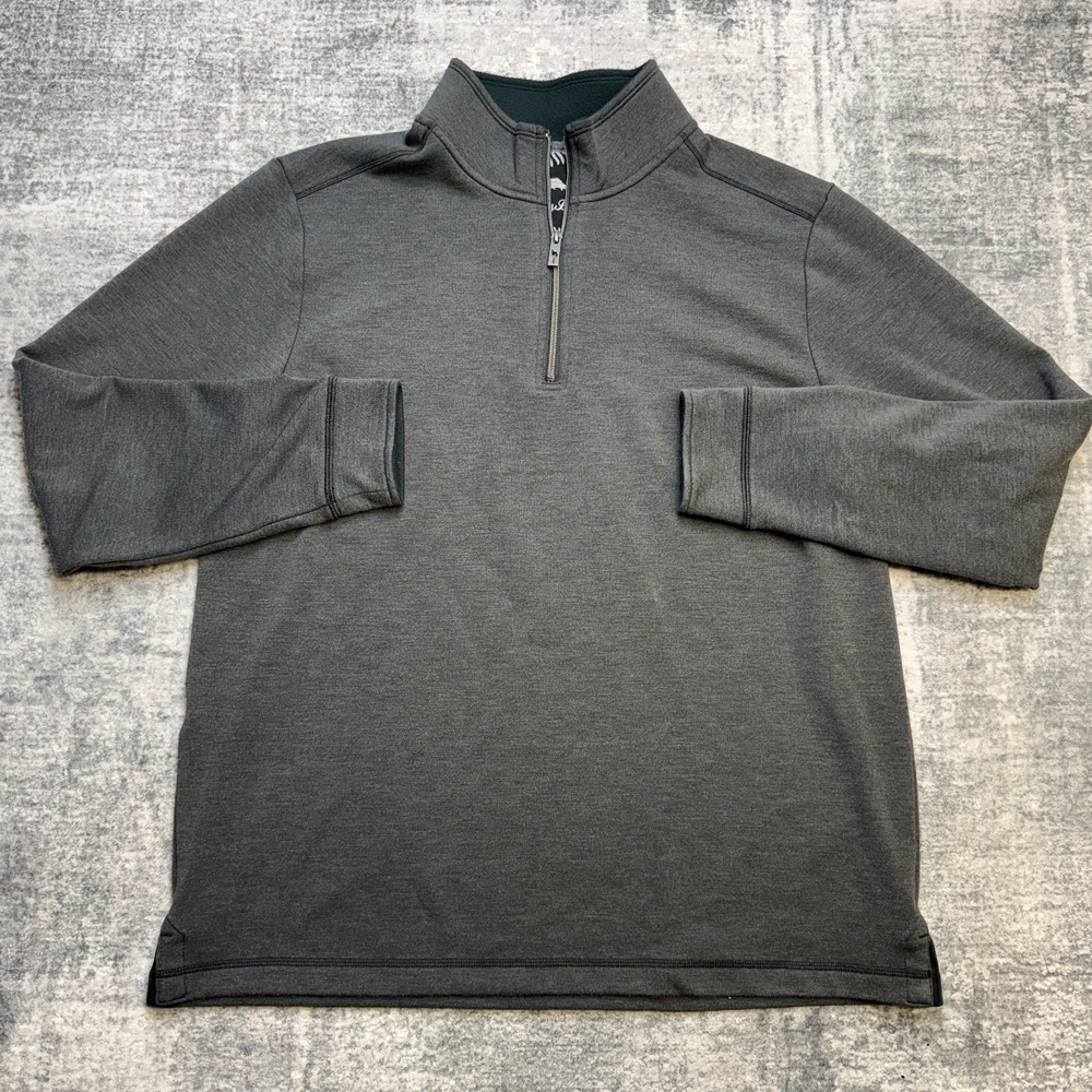 Tommy Bahama Sweater Men Large Gray 1/4 Zip Fleece Stretch Pullover Coastal Golf
